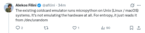 Captured screenshot of the post by @afilini