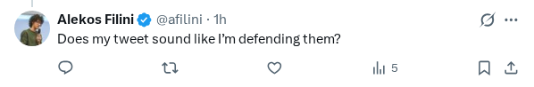 Captured screenshot of the reply by @afilini