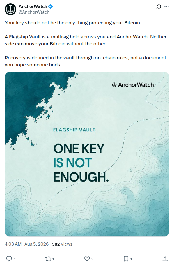 Captured screenshot: AnchorWatch describes Flagship Vault multisig structure