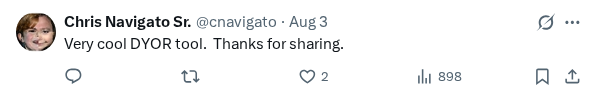 Captured screenshot of the reply by @cnavigato