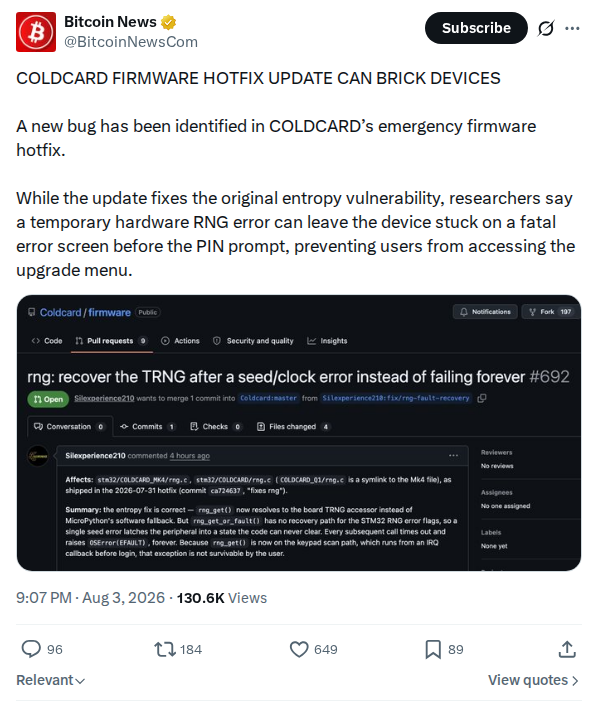 Captured screenshot: Bitcoinnewscom 2084264904370847761