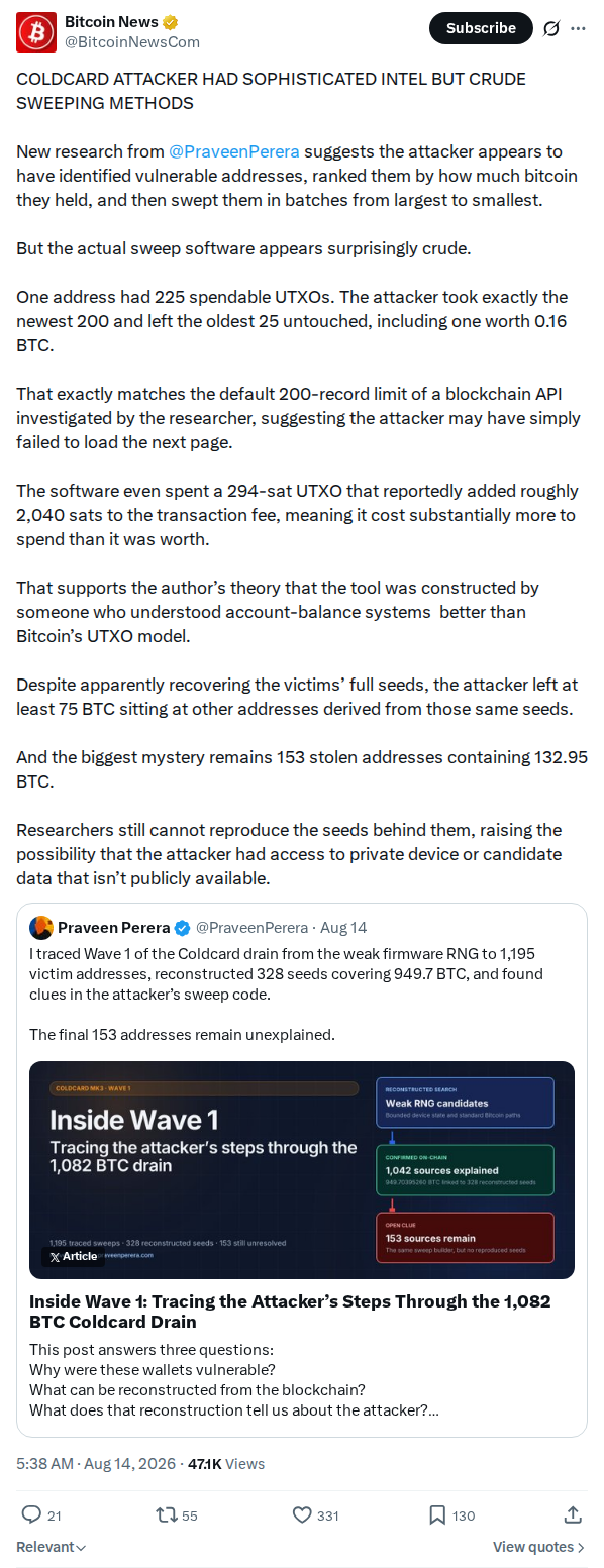 Captured screenshot: Attacker had sophisticated intel but crude sweeping methods