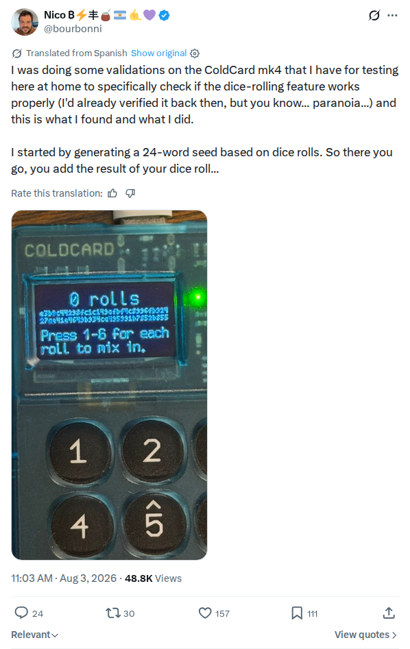 Captured screenshot: Mk4 dice-roll validation after the incident