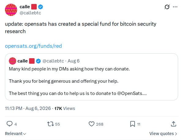 Captured screenshot: OpenSats Red Team security fund