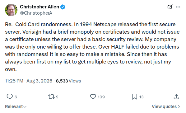 Captured screenshot: 1994 lesson: randomness fails reviews