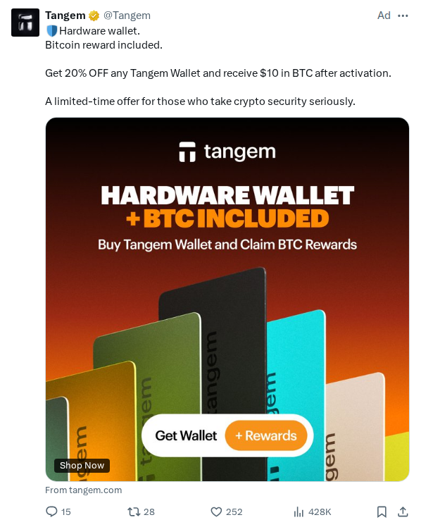 Captured screenshot of the reply by @Tangem
