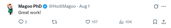 Captured screenshot of the reply by @HodlMagoo