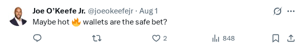 Captured screenshot of the reply by @joeokeefejr