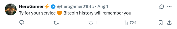 Captured screenshot of the reply by @herogamer21btc