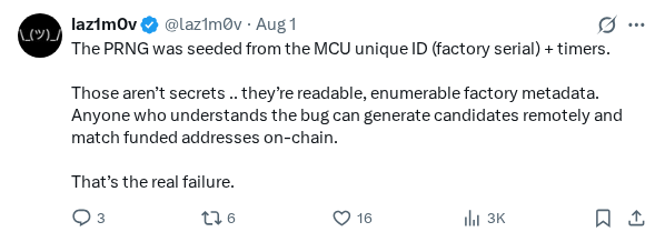 Captured screenshot of the reply by @laz1m0v