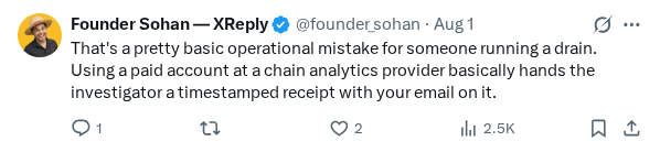 Captured screenshot of the reply by @founder_sohan
