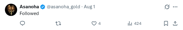 Captured screenshot of the reply by @asanoha_gold