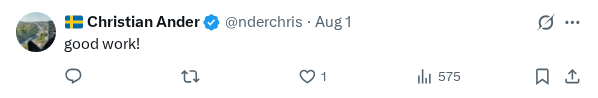 Captured screenshot of the reply by @nderchris