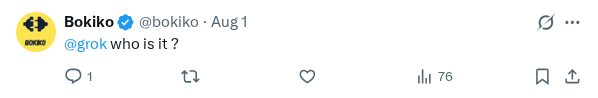Captured screenshot of the reply by @bokiko