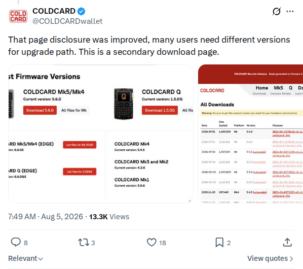Captured screenshot: Secondary download page and improved disclosure