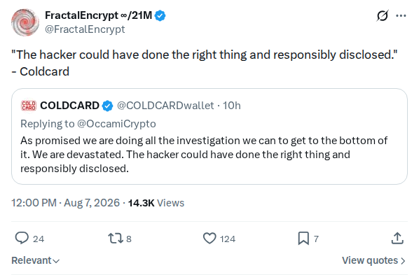 Captured screenshot: Vendor's disclosure line quoted back without comment