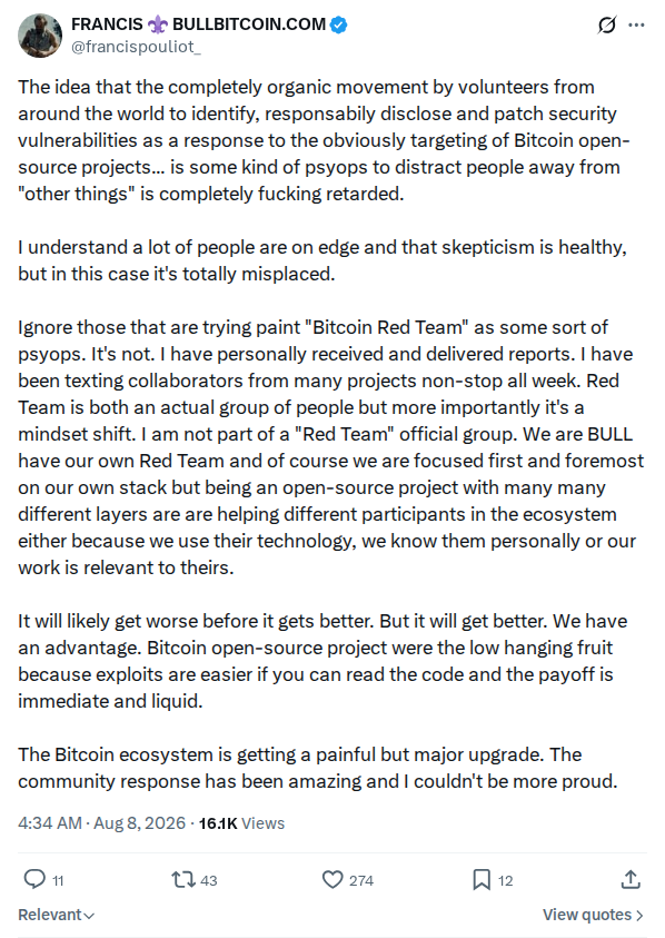 Captured screenshot: Bitcoin Red Team psyops rebuttal
