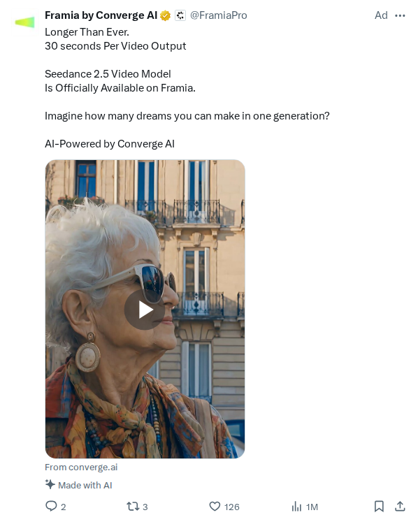 Captured screenshot of the reply by @FramiaPro