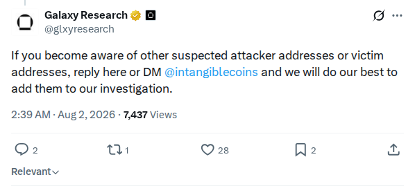 Captured screenshot: Request for suspected attacker and victim addresses
