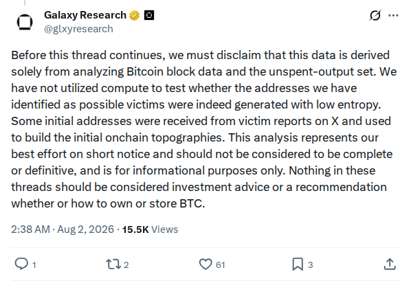 Captured screenshot: Galaxy Research Methodology Disclaimer