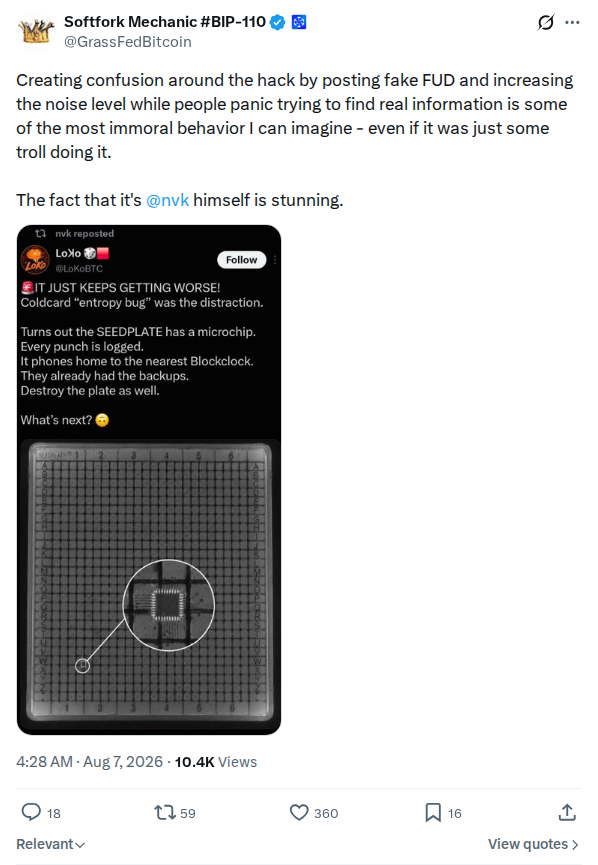Captured screenshot: Objection to a repost circulating during the panic
