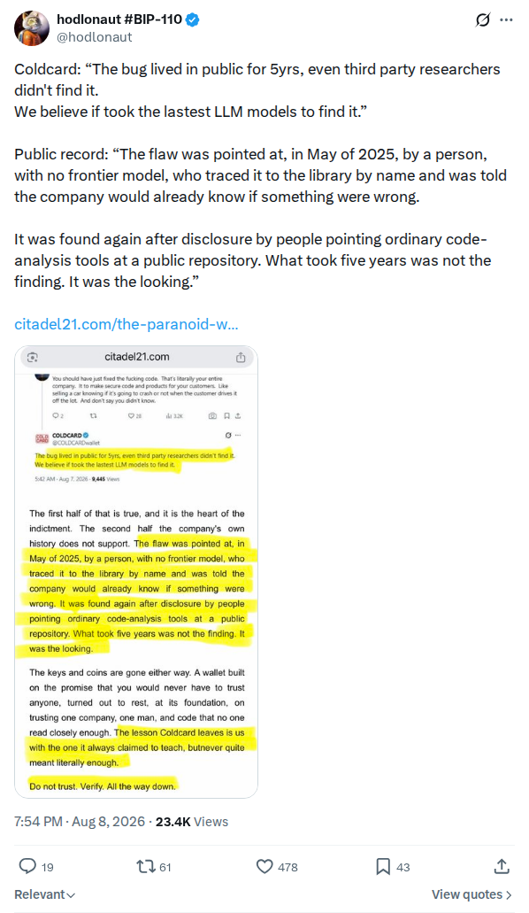 Captured screenshot: Rebuttal of the LLM-found-the-bug framing
