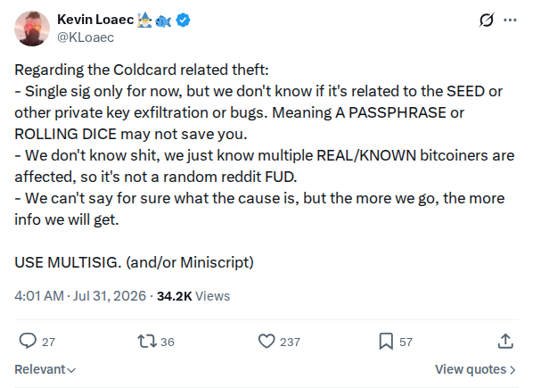 Captured screenshot: Kevin Loaec's early incident guidance