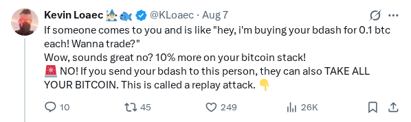 Captured screenshot of the post by @KLoaec