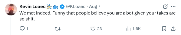 Captured screenshot of the reply by @KLoaec