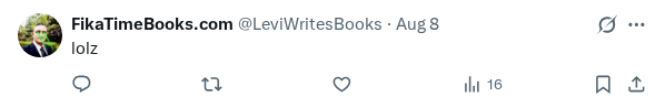 Captured screenshot of the reply by @LeviWritesBooks