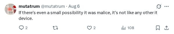 Captured screenshot of the reply by @mutatrum