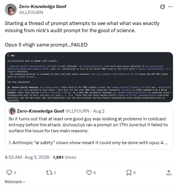 Captured screenshot: Audit-prompt reproduction thread