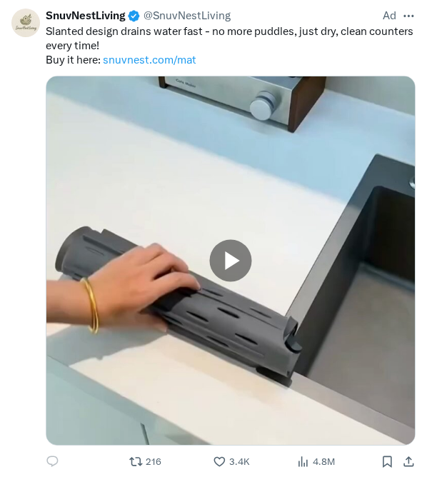Captured screenshot of the reply by @SnuvNestLiving