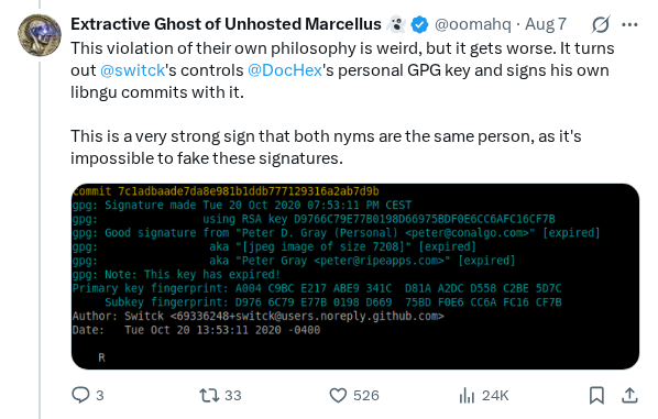Captured screenshot of the post by @oomahq