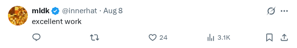 Captured screenshot of the reply by @innerhat