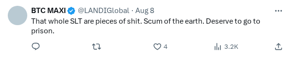 Captured screenshot of the reply by @LANDIGlobal