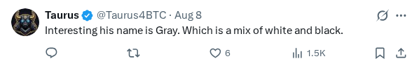 Captured screenshot of the reply by @Taurus4BTC