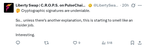 Captured screenshot of the reply by @LibertySwapFi