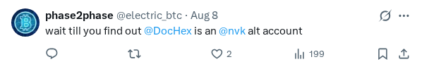 Captured screenshot of the reply by @electric_btc