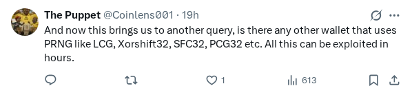 Captured screenshot of the reply by @Coinlens001