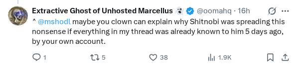 Captured screenshot of the reply by @oomahq