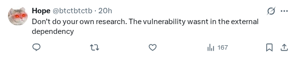 Captured screenshot of the reply by @btctbtctb