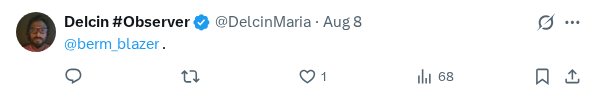 Captured screenshot of the reply by @DelcinMaria
