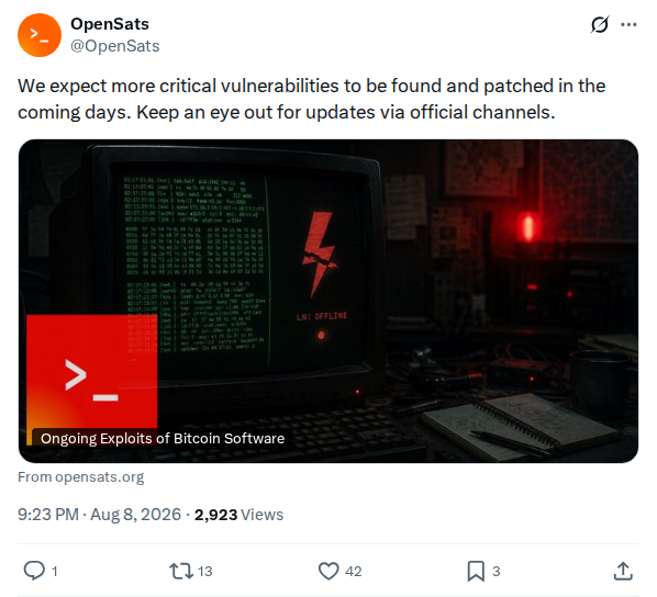 Captured screenshot: OpenSats expects more critical vulnerabilities