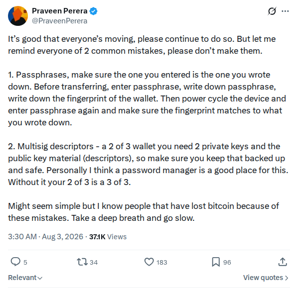 Captured screenshot: Praveen Perera warns of two common migration mistakes