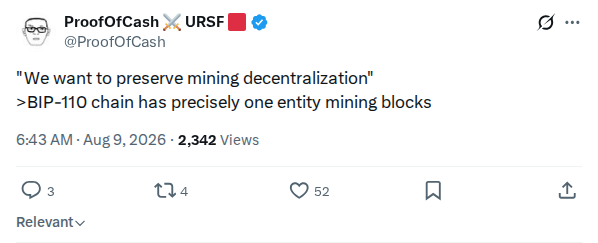 Captured screenshot: BIP-110 chain mining centralization critique