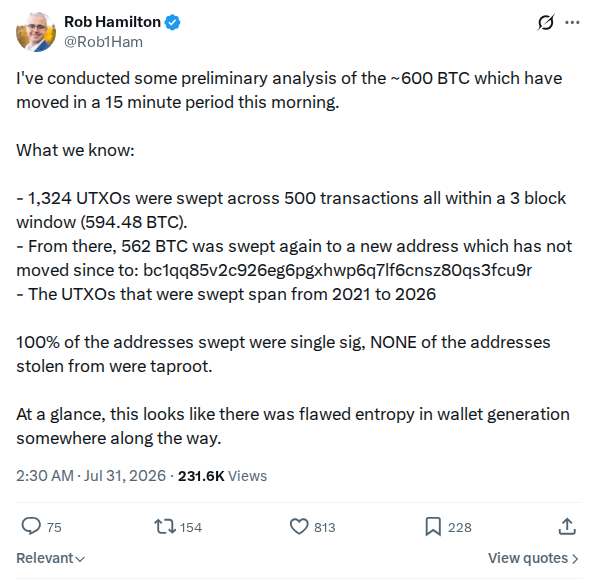 Captured screenshot of the post by @Rob1Ham, posted 30 Jul 2026, 18:30 UTC