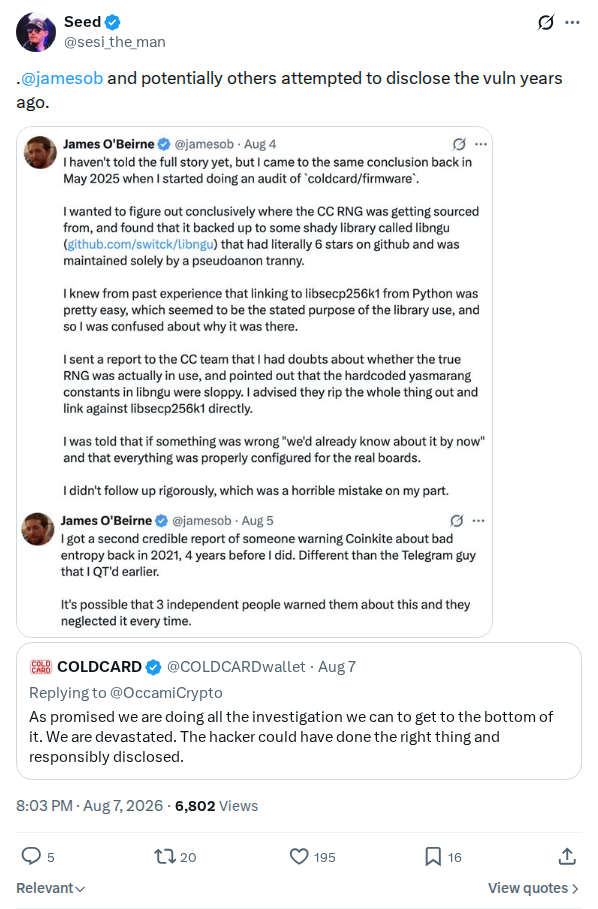 Captured screenshot: Claimed prior disclosure by James O'Beirne and others