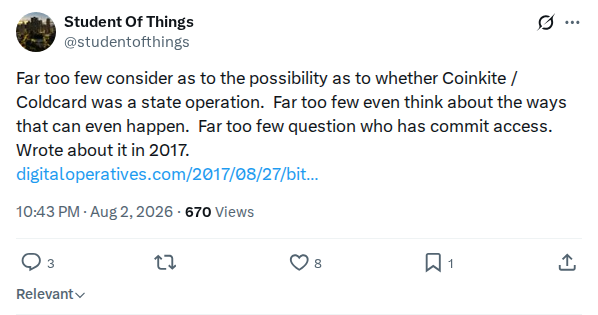 Captured screenshot: Coldcard as a possible state operation
