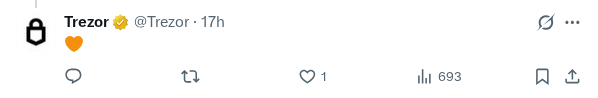 Captured screenshot of the reply by @Trezor
